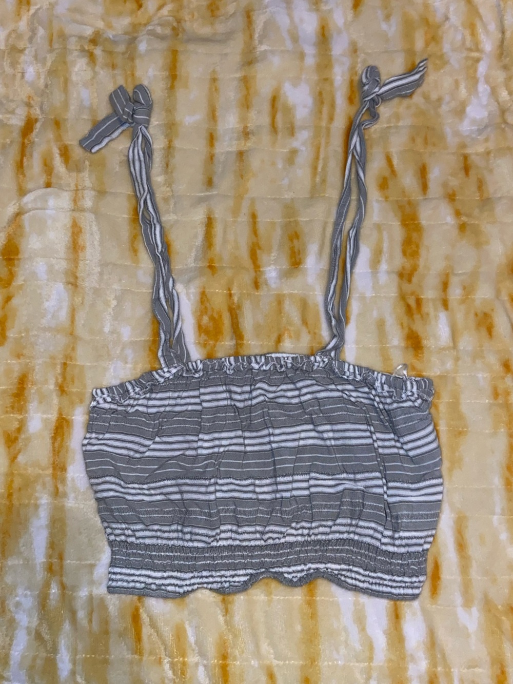 Striped Smocked Crop Tank Top